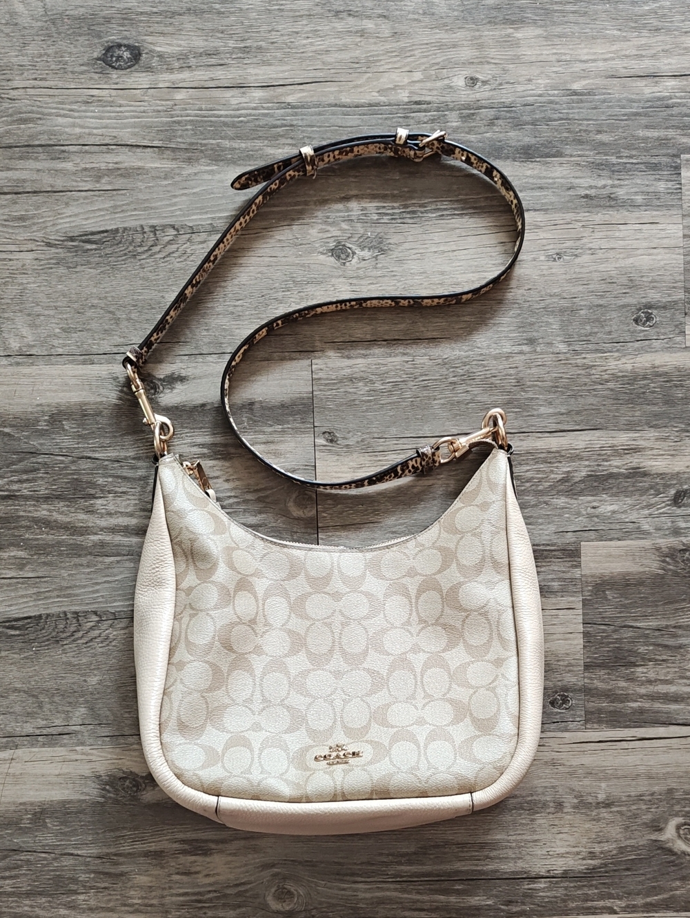 Signature Coach Crossbody Satchel. Snakeskin Print Strap